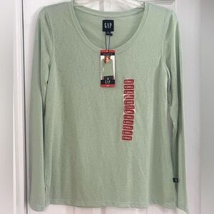 GAP Long Sleeve Scoop Neck Shirt Top‎ Sweater Womens XS Sage Green Casual NWT
